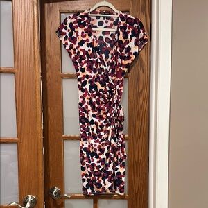 Maggy London Pink and Blue Patterned Wrap Dress